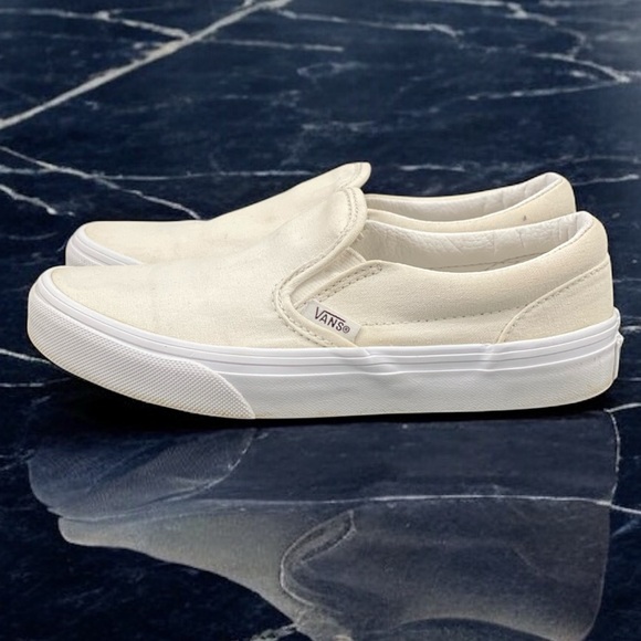 Vans Classic Slip-On Natural Canvas Off White Kids 3 / EU 34 Skate Shoes - Picture 7 of 12